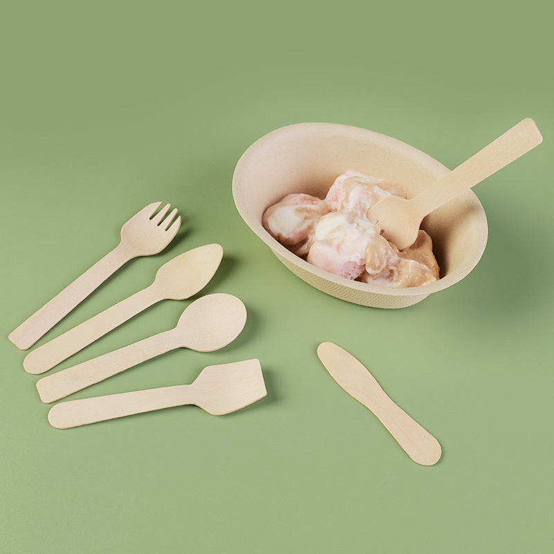 Wooden ice cream spoon