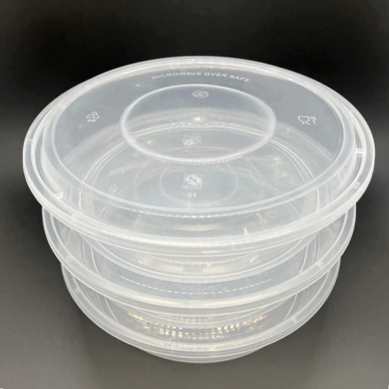 Disposable 2000ml large plastic lunch box Round take-out box