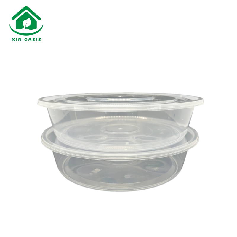 Disposable 2000ml large plastic lunch box Round take-out box