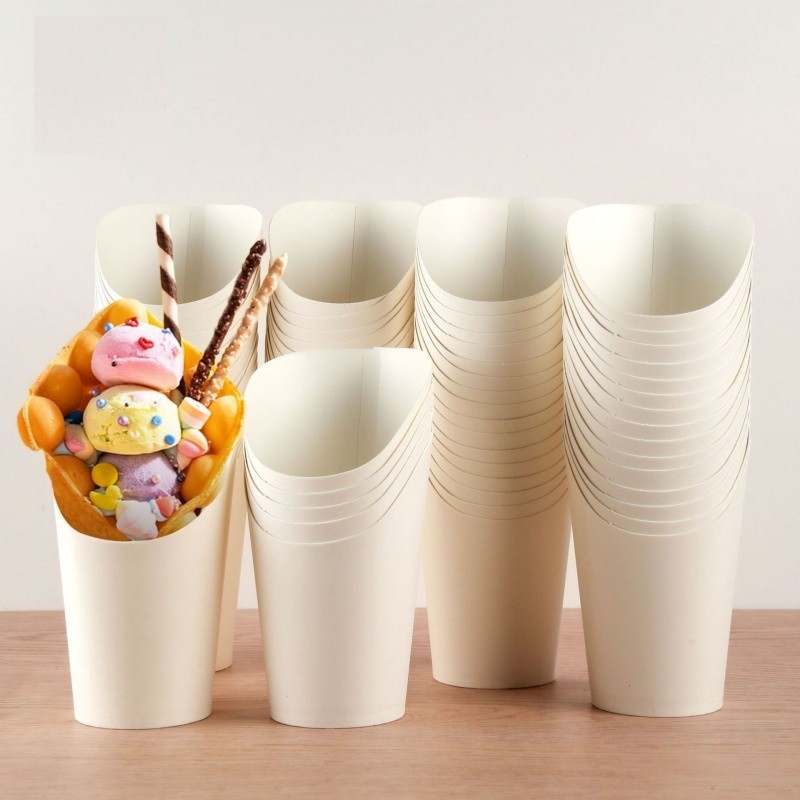 Disposable egg omelet bevel paper cup thickened French fries cup