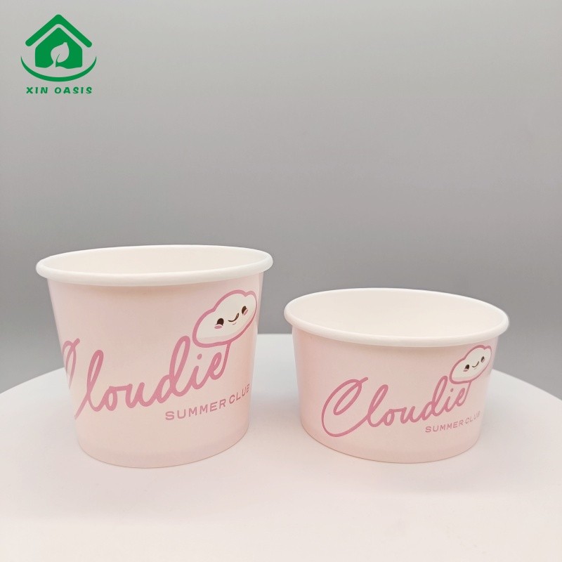 Printed disposable double PE coated ice cream paper bowl