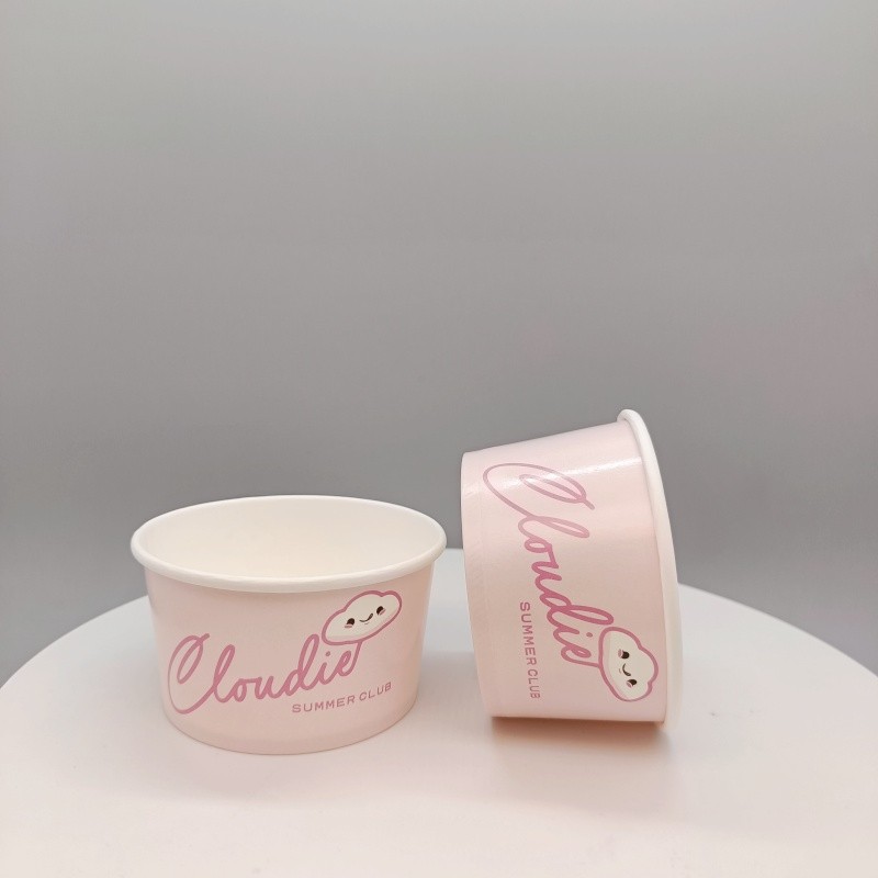 Printed disposable double PE coated ice cream paper bowl