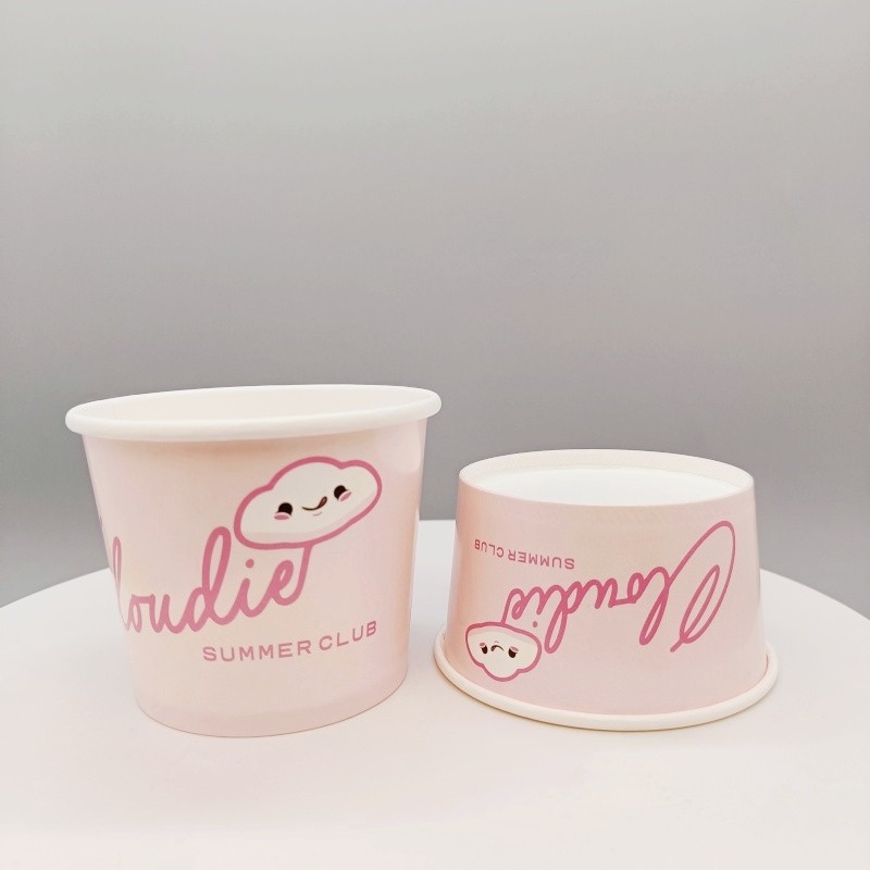 Printed disposable double PE coated ice cream paper bowl