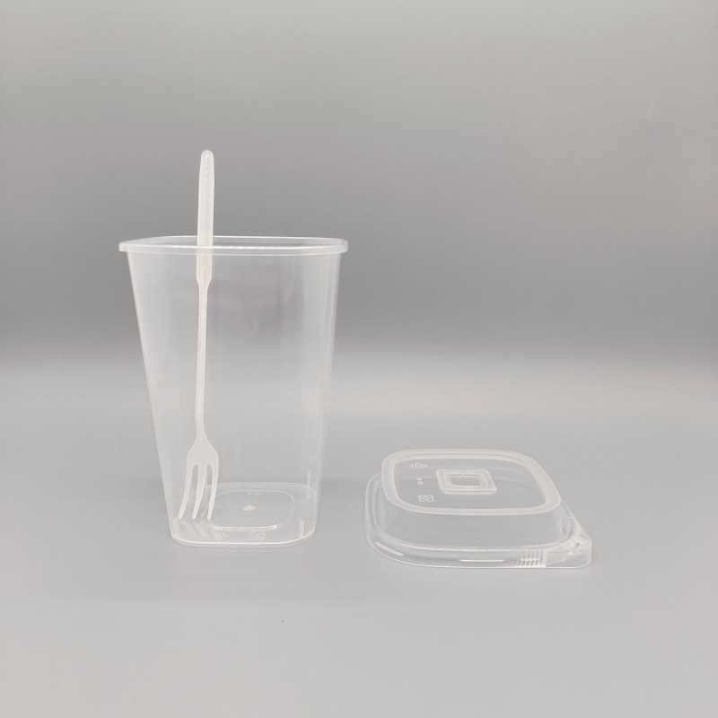 square fruit tea plastic cup