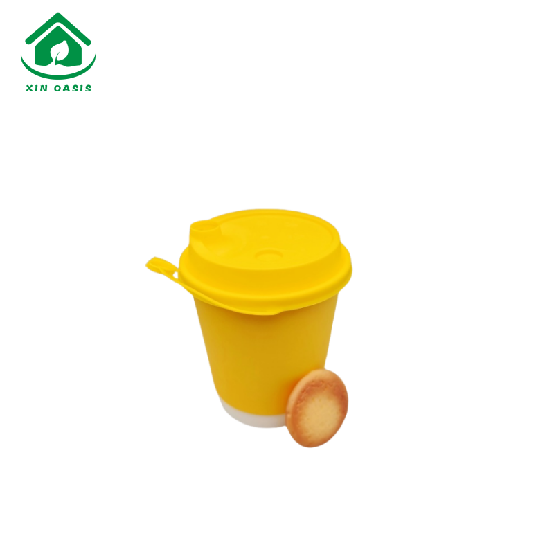 10oz disposable double layer yellow hot drink paper cup