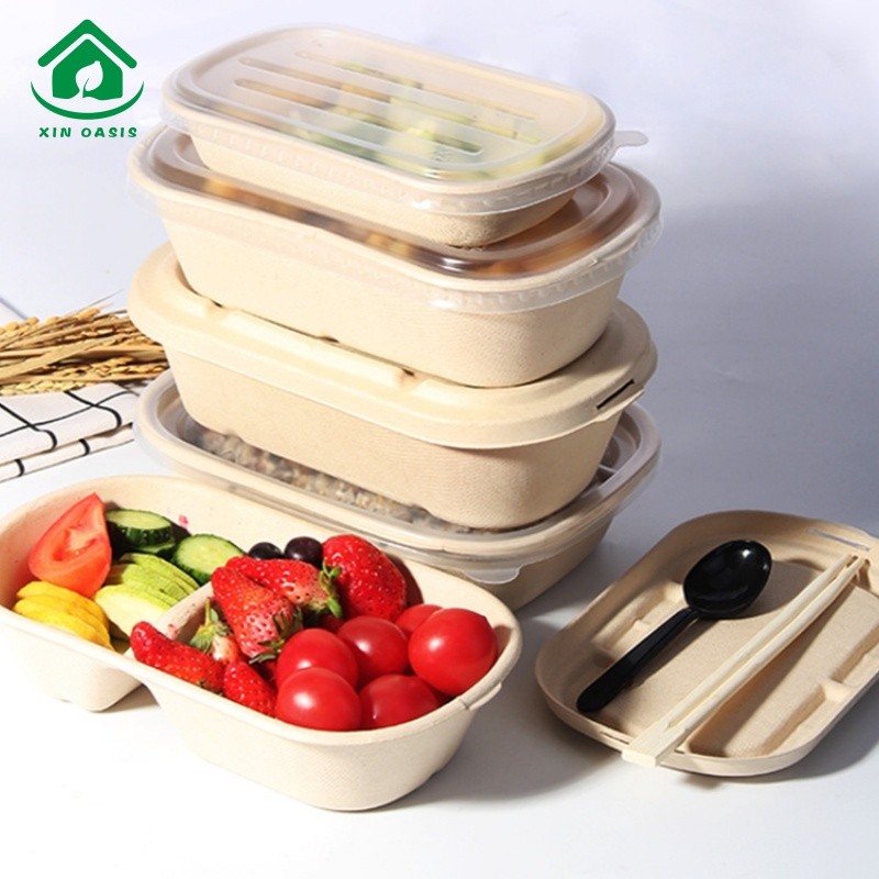 Disposable sugarcane pulp biodegradable salad takeout paper bowl