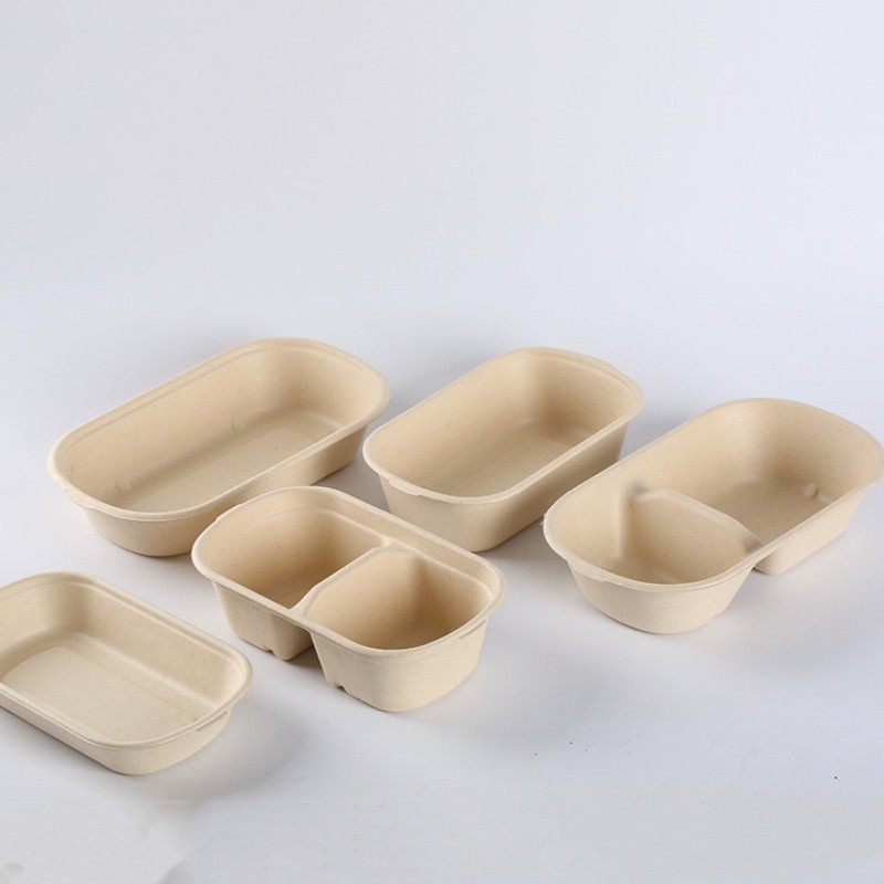 Disposable sugarcane pulp biodegradable salad takeout paper bowl