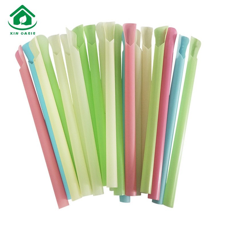 Disposable PP spoon type color straw smoothie straw