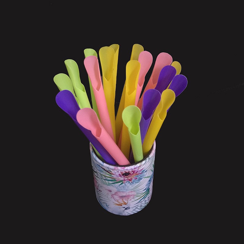 Disposable PP spoon type color straw smoothie straw