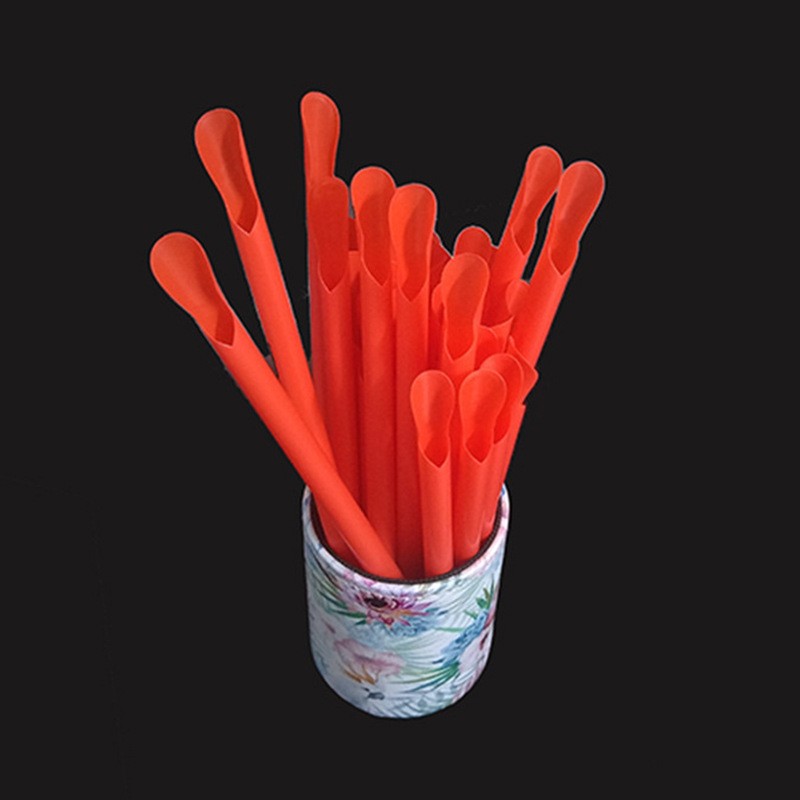 Disposable PP spoon type color straw smoothie straw