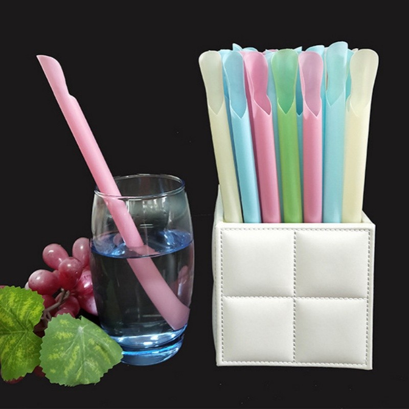 Disposable PP spoon type color straw smoothie straw