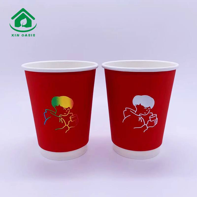 Disposable Gold Stamping Double Wall Paper Cup