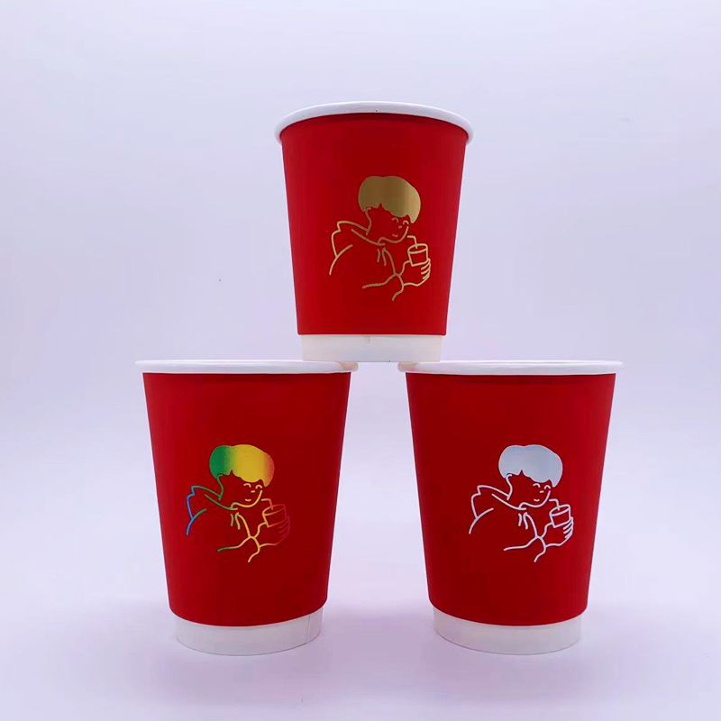 Disposable Gold Stamping Double Wall Paper Cup