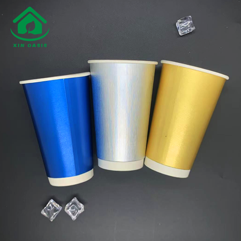 Custom Logo Disposable Gold Brushed Double Wall Paper Cup