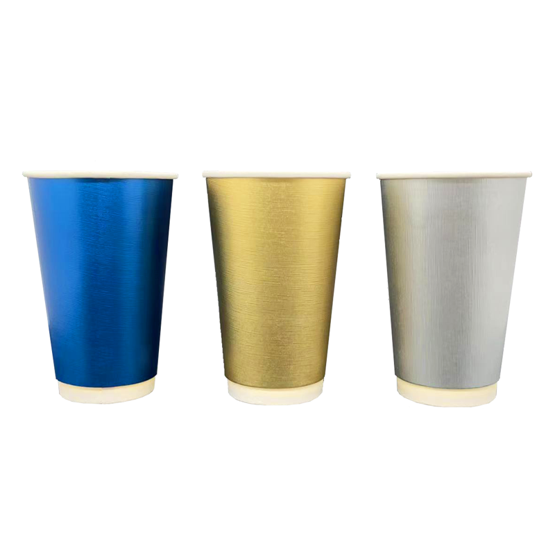 Custom Logo Disposable Gold Brushed Double Wall Paper Cup