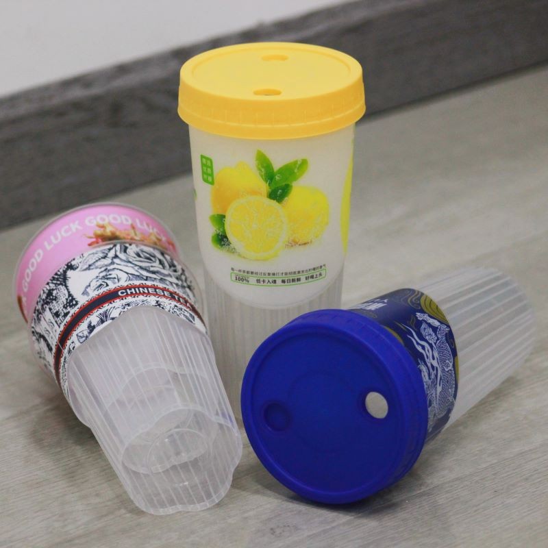 Custom Logo PP Hard Matrial Threaded Plastic Cup With Lid