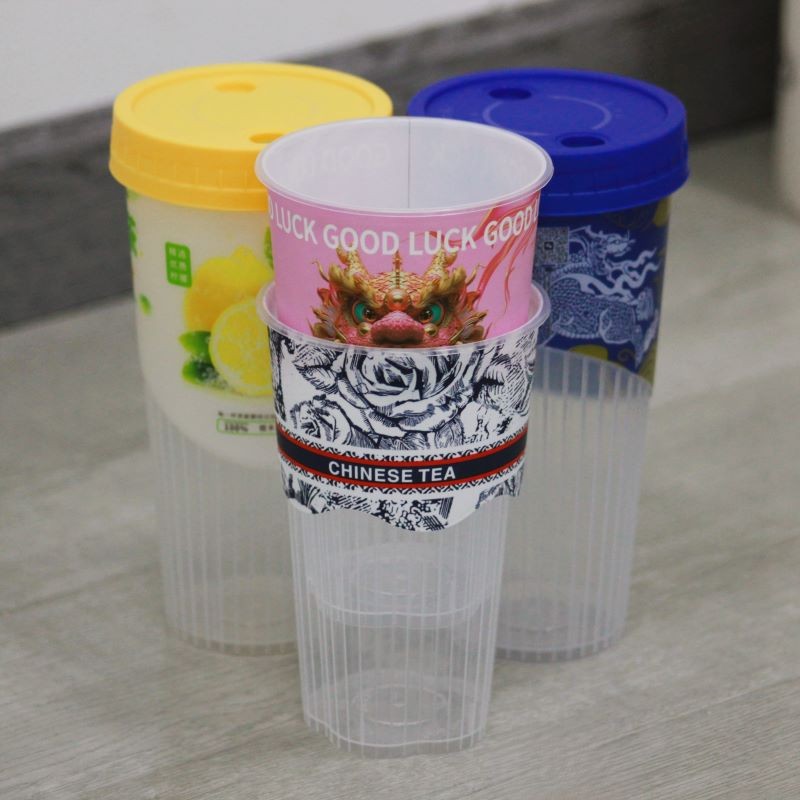 Custom Logo PP Hard Matrial Threaded Plastic Cup With Lid