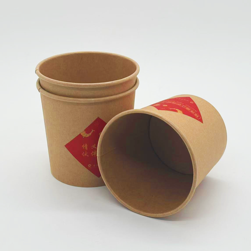 Double Single PE coated Kraft Paper Bucket for Ice Cream Soup Salad