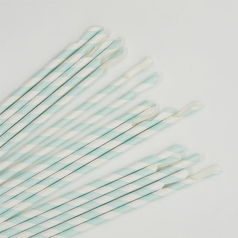 disposable colorful stripe paper spoon straw for coffee bubble tea