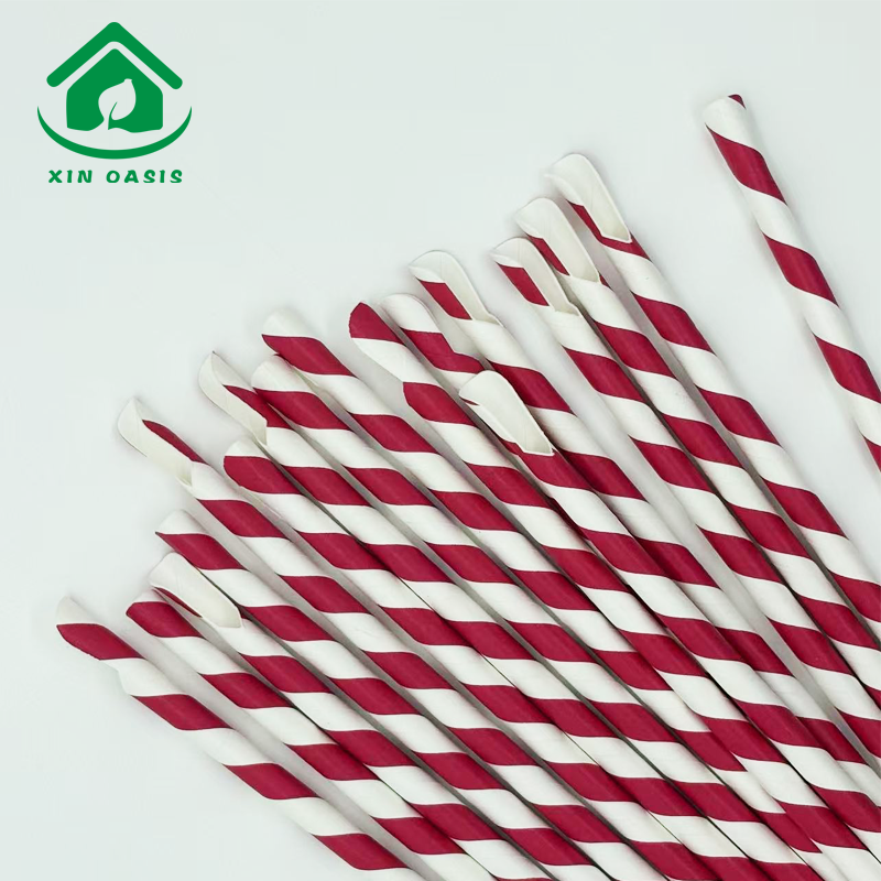 disposable colorful stripe paper spoon straw for coffee bubble tea