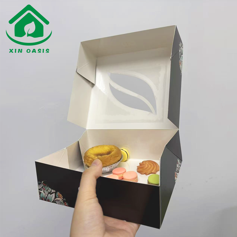 Disposable food grade paper box for cake cookie sandwich sushi with windows