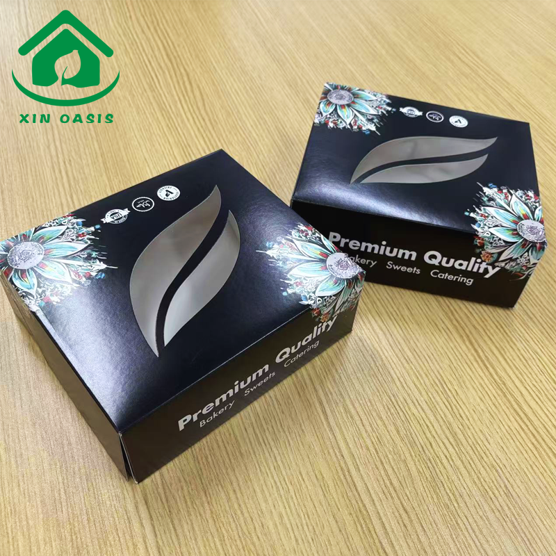 Disposable food grade paper box for cake cookie sandwich sushi with windows