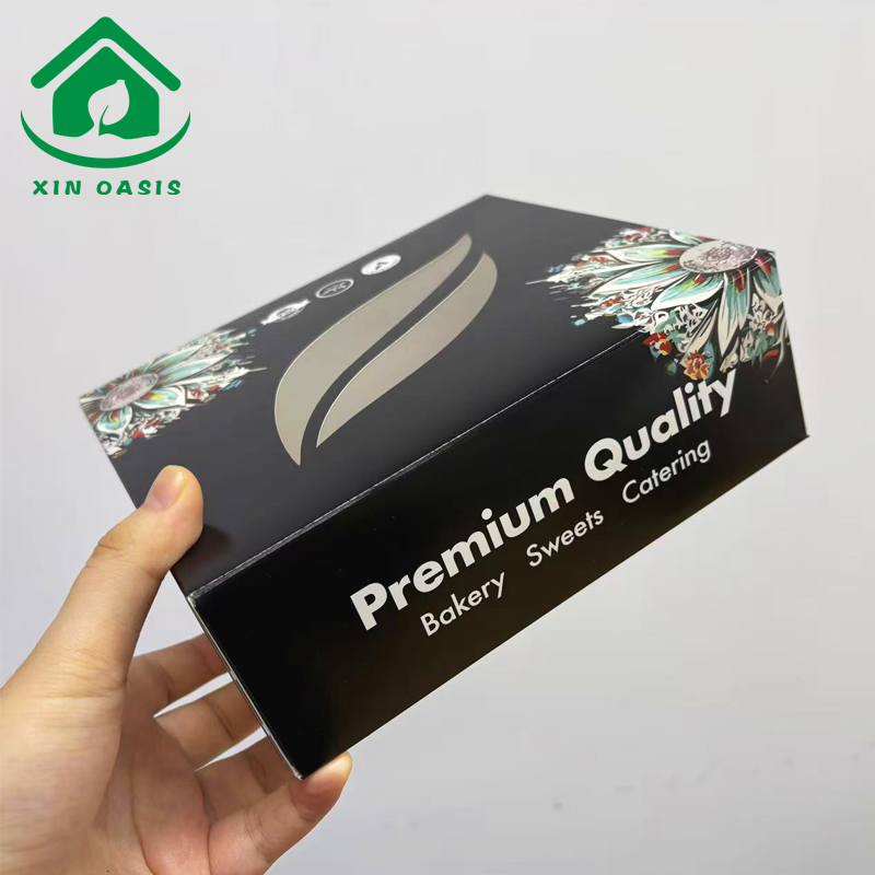 Disposable food grade paper box for cake cookie sandwich sushi with windows