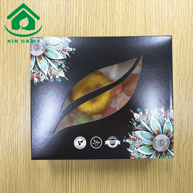 Disposable food grade paper box for cake cookie sandwich sushi with windows