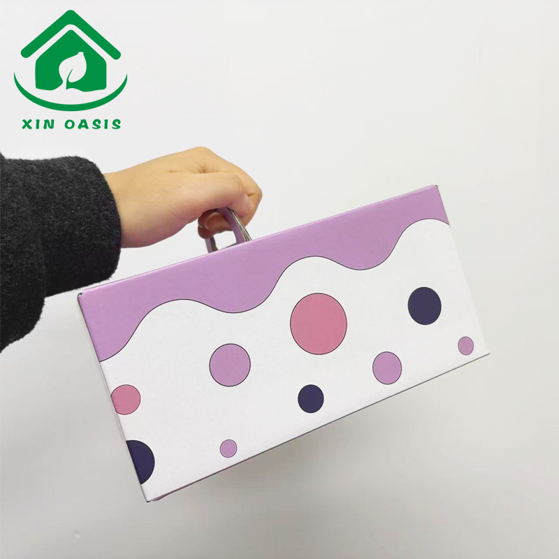 Disposable customize colorful square cake paper box with handle
