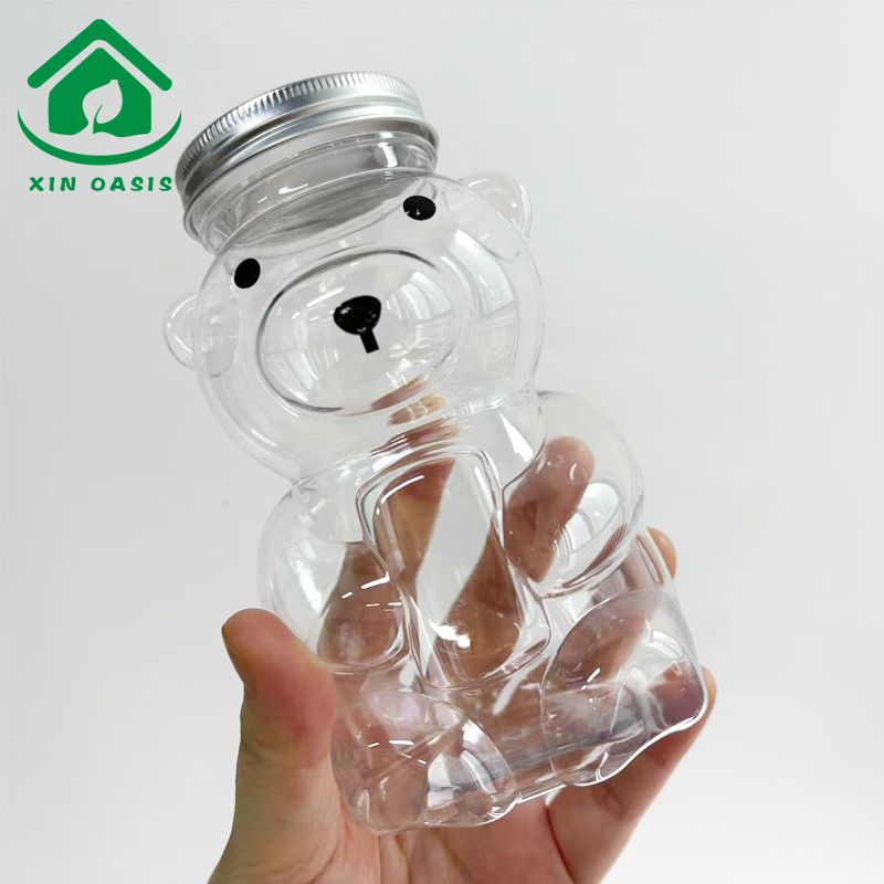 Creative shapes bear cat ball clear PET plastic bottles for juice coffee milk tea