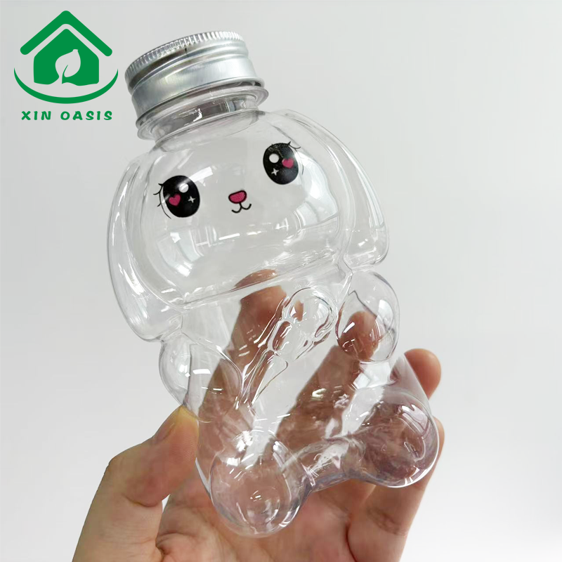 Creative shapes bear cat ball clear PET plastic bottles for juice coffee milk tea