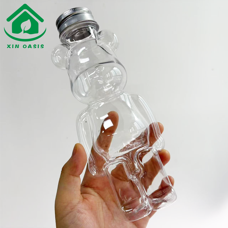Creative shapes bear cat ball clear PET plastic bottles for juice coffee milk tea