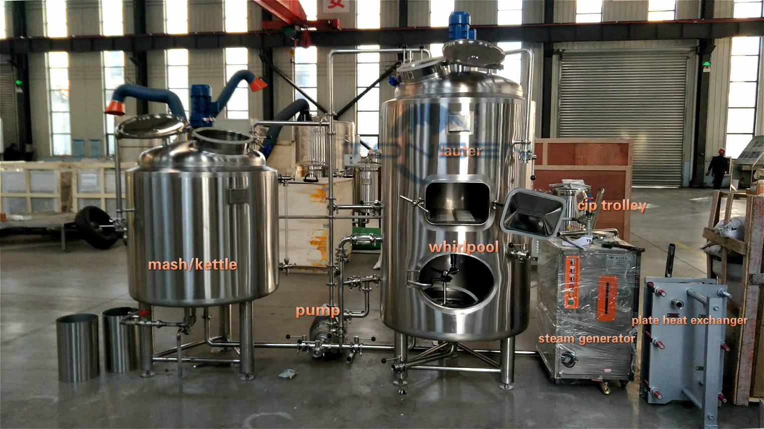 Oprema za pivo u proizvodnji.