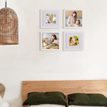 Set of 4pcs 8x8inch Lightweight Wall Hanging Family Photo Wall Set with Removal Tape on The Back