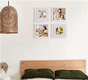 Set of 4pcs 8x8inch Lightweight Wall Hanging Family Photo Wall Set with Removal Tape on The Back