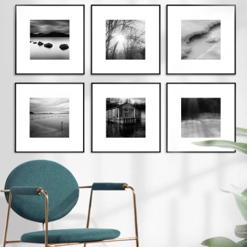 9pcs Pack Black DIY Photo Wall Decor with Removable Sticky Tape for Office Wall Display Frame