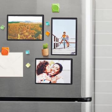 8x12inch Black White Light Wood Picture Photo Frame with Magnetic Sticker No Nail No Damage to Wall