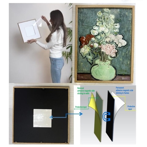 برچسب مغناطیسی قابل استفاده مجدد با پشتی چسب، آهنربا 100x100 میلی متر و برچسب برای صنایع دستی و دکوراسیون منزل