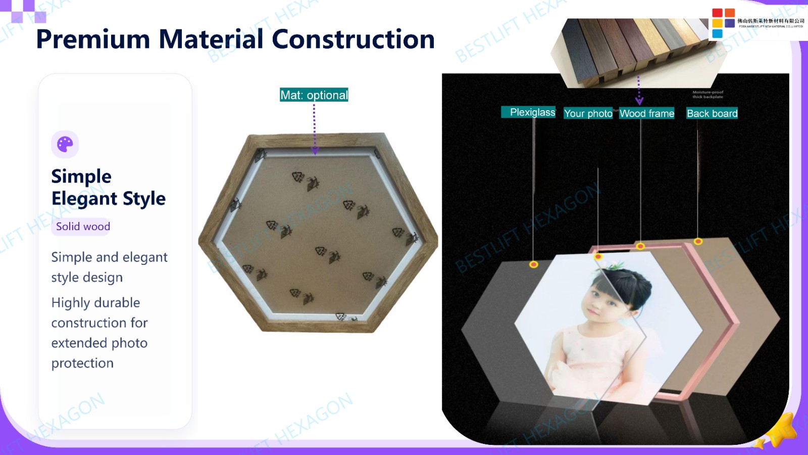 Floating hexagon frame