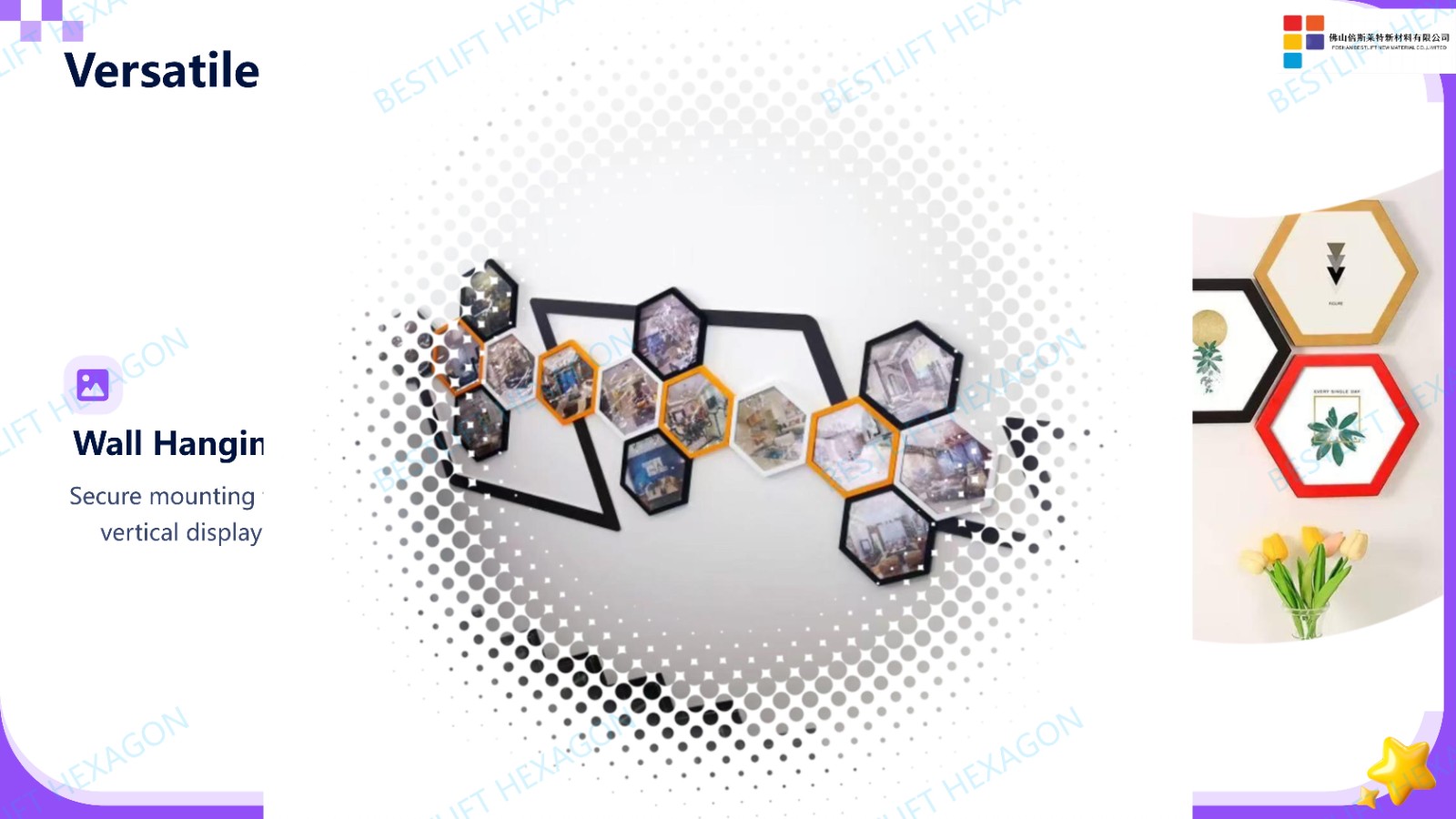 Easy change hexagon picture frame