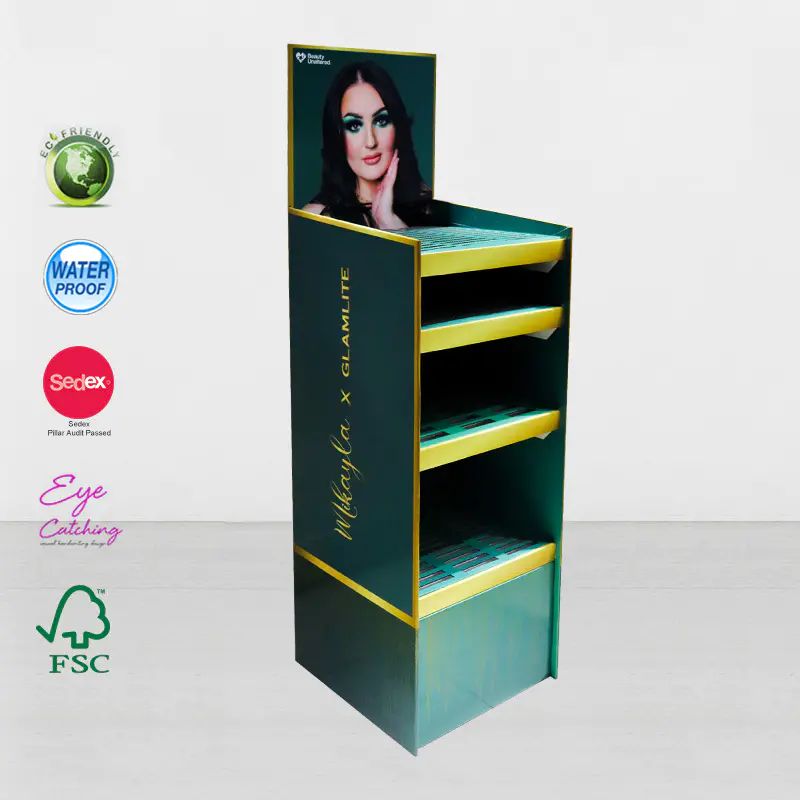 Cardboard Point Of Sale Display Stand For Make Up Cosmetic