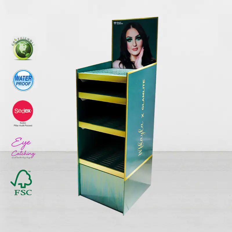 Cardboard Point Of Sale Display Stand For Make Up Cosmetic