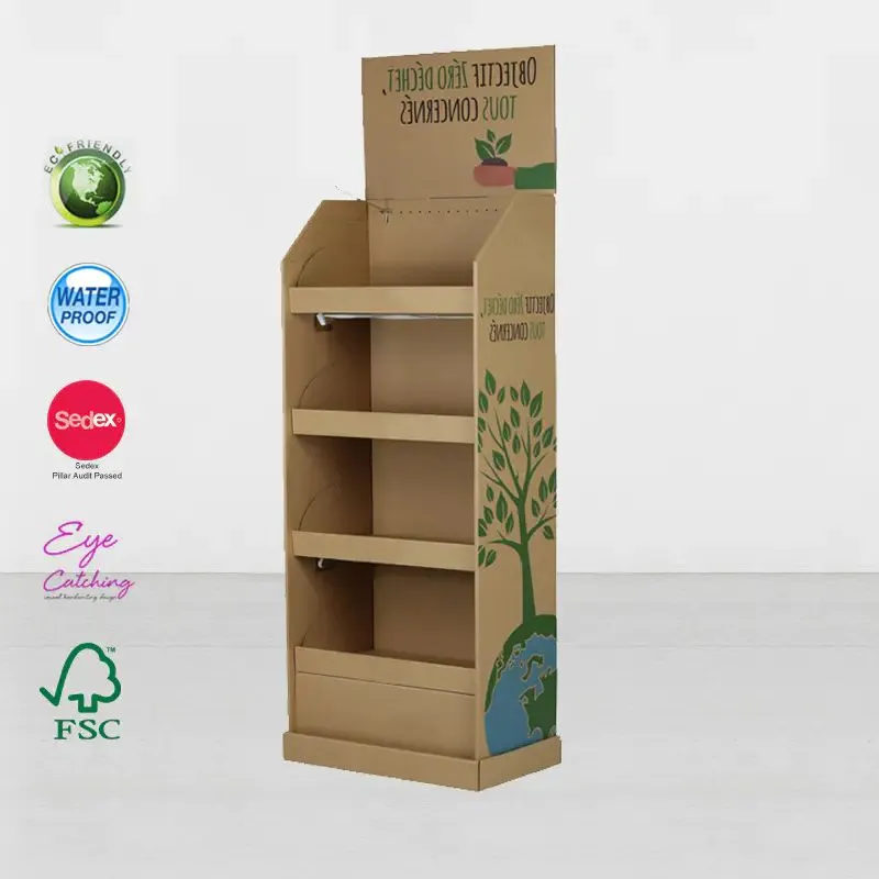Giá trưng bày sàn bằng bìa cứng dạng sóng POP Up để đựng kem đánh răng