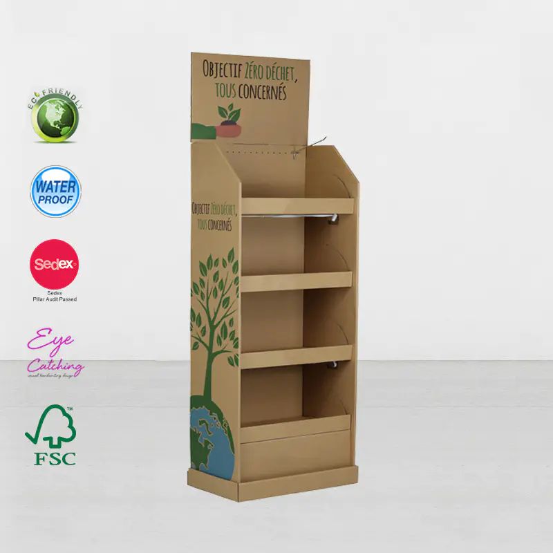 POP Up Corrugated Cardboard Floor Display Stand For Toothpaste