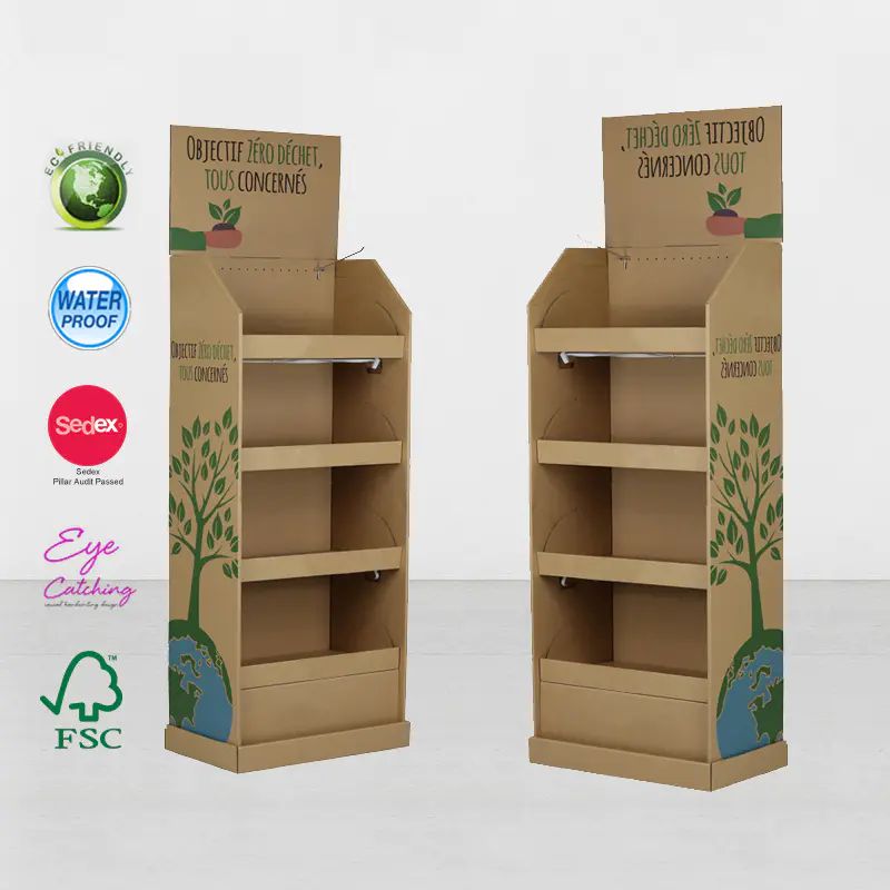 POP Up Corrugated Cardboard Floor Display Stand For Toothpaste