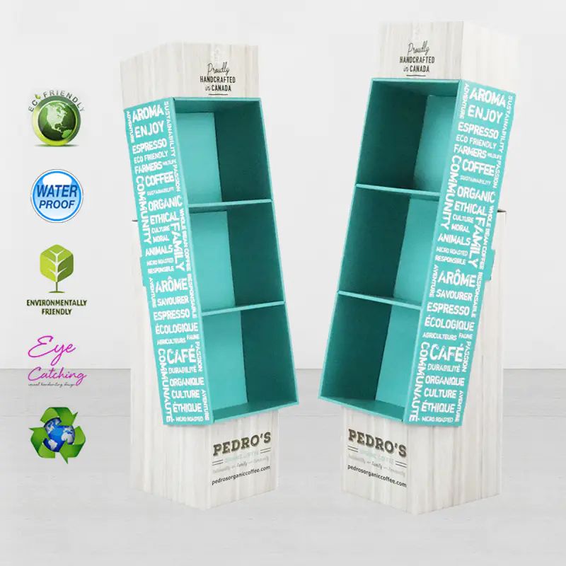 Creative Cardboard Floor Display Stand Unit For Coffee At Chain Store