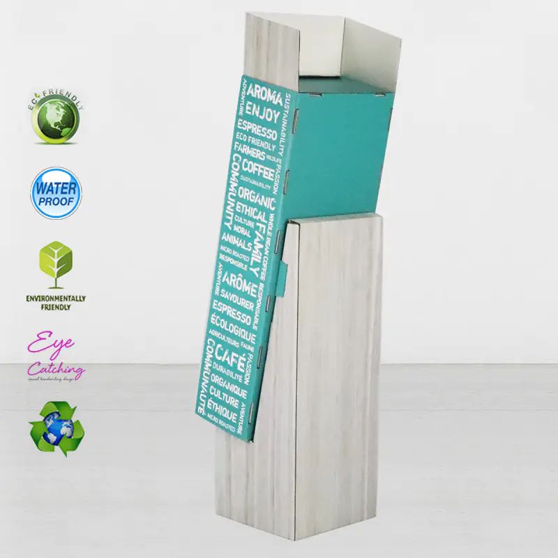 Creative Cardboard Floor Display Stand Unit Para sa Kape Sa Chain Store