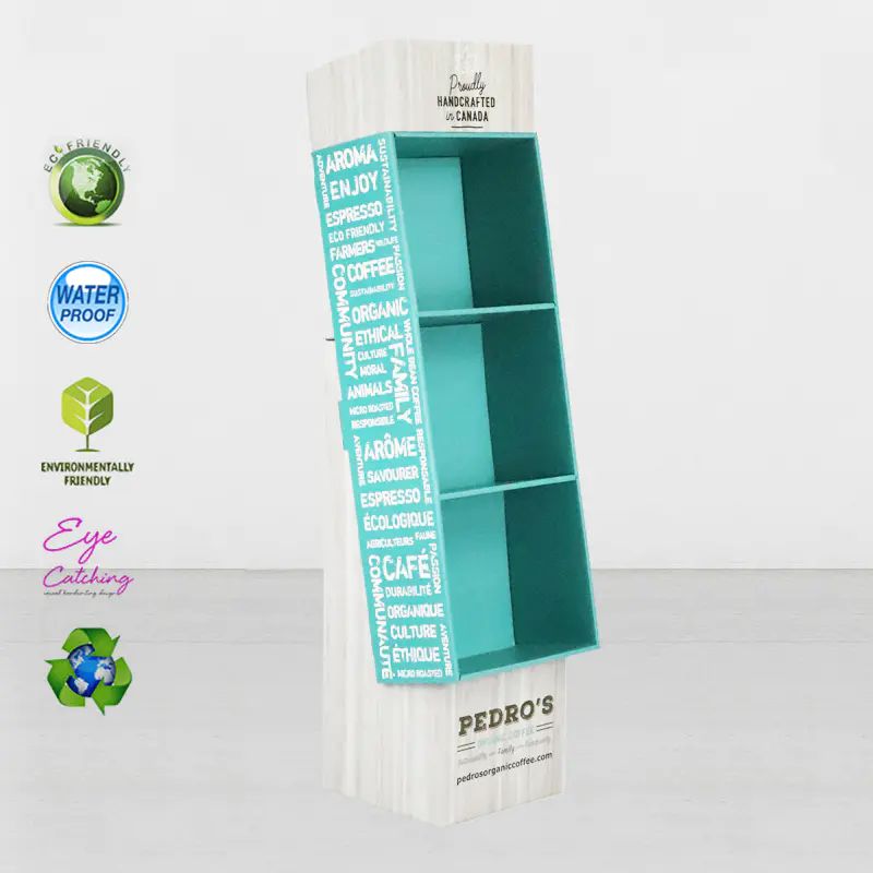 Креативний картонний підлоговий стенд для кави в мережі магазинів