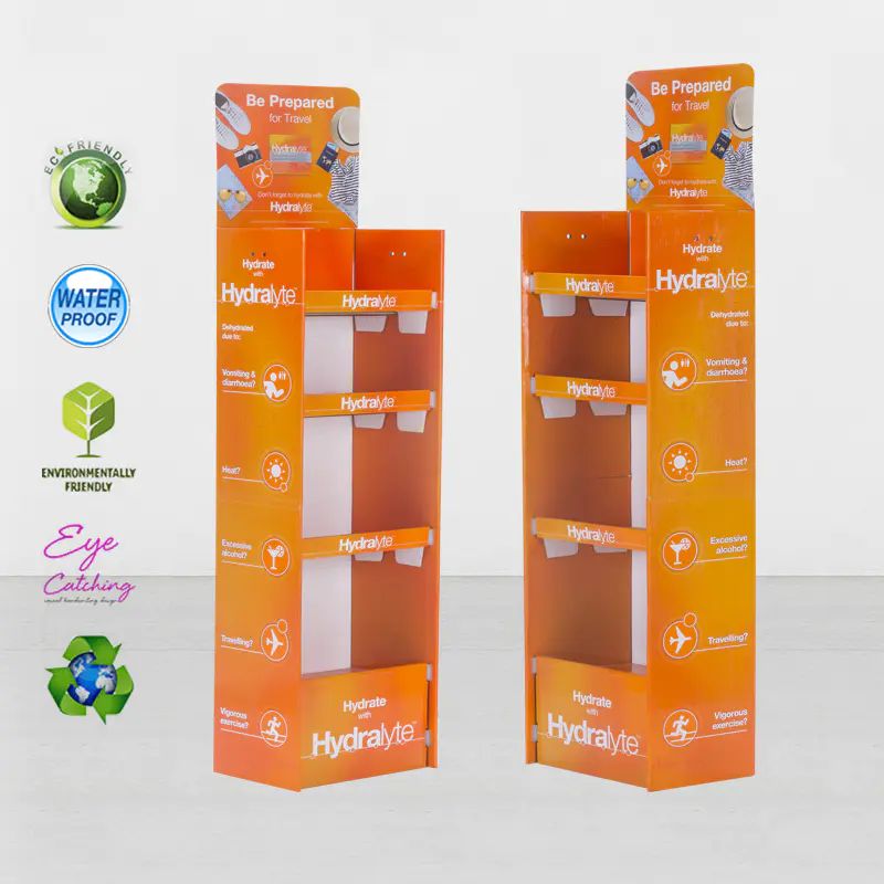 Promotion Retail Cardboard Floor Display Shelves For Pharmacy