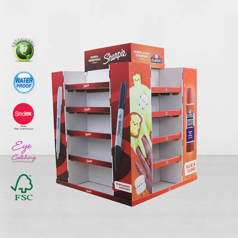 Supermarket Corrugated Cardboard Pallet Display Stand Promotion Stationery